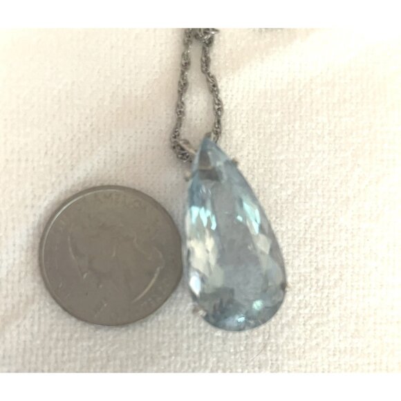Natural Blue Topaz Pear shaped 30mm X 17MM Pendant 18" J Avery twisted chain - Picture 13 of 16